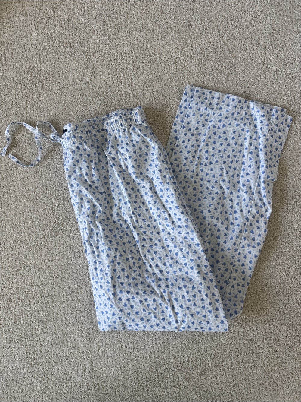 Blue Floral Cotton Pajama Pants for Women